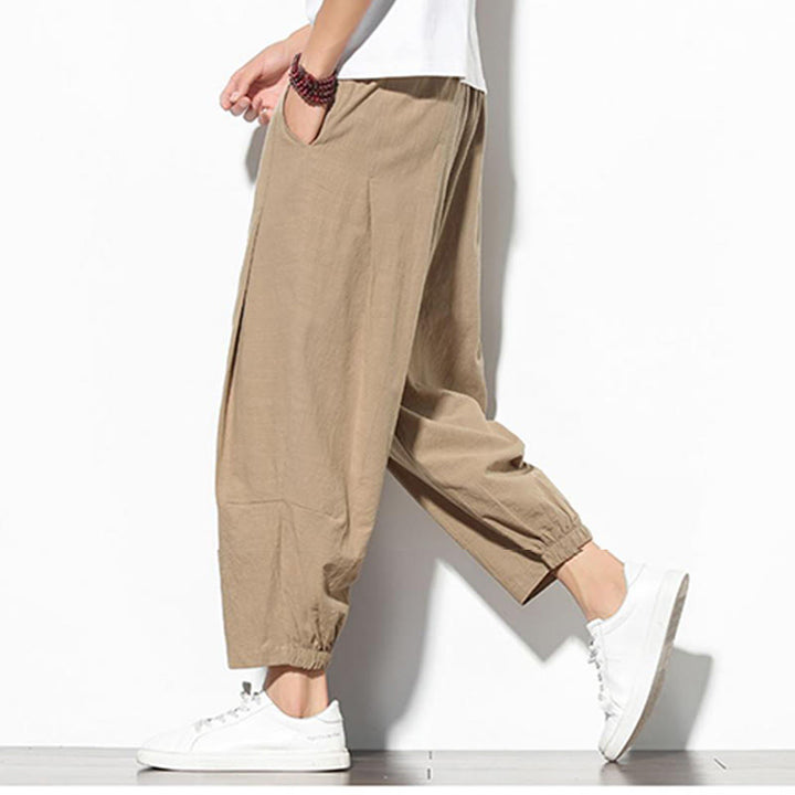 Pantalones de verano Buddha Stones para hombre, de algodón y lino, con bolsillos, talla 7-8 - image 5