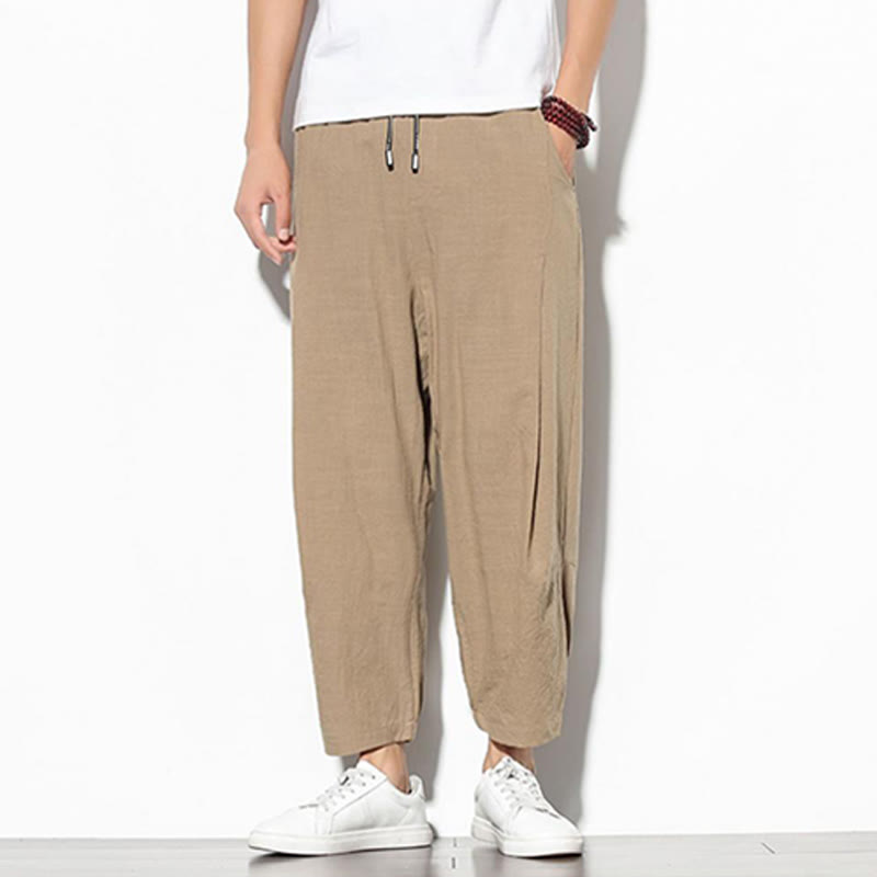 Pantalones de verano Buddha Stones para hombre, de algodón y lino, con bolsillos, talla 7-8 - image 12