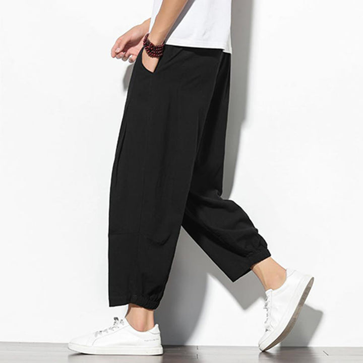 Pantalones de verano Buddha Stones para hombre, de algodón y lino, con bolsillos, talla 7-8 - image 15