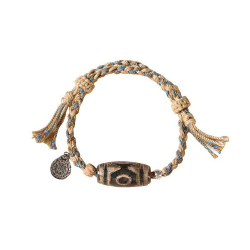 Pulsera trenzada de cuentas Dzi tibetanas hechas a mano con Buddha Stones para proteger la riqueza - image 13