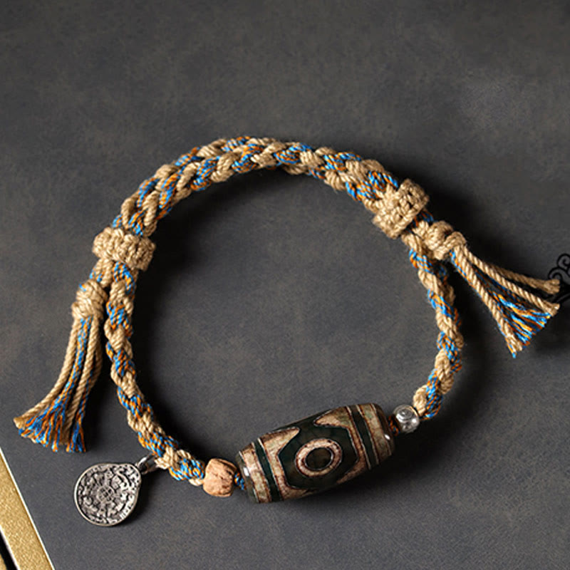 Pulsera trenzada de cuentas Dzi tibetanas hechas a mano con Buddha Stones para proteger la riqueza - image 3