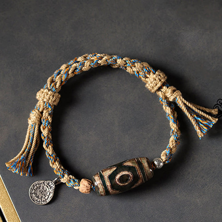Pulsera trenzada de cuentas Dzi tibetanas hechas a mano con Buddha Stones para proteger la riqueza - image 3