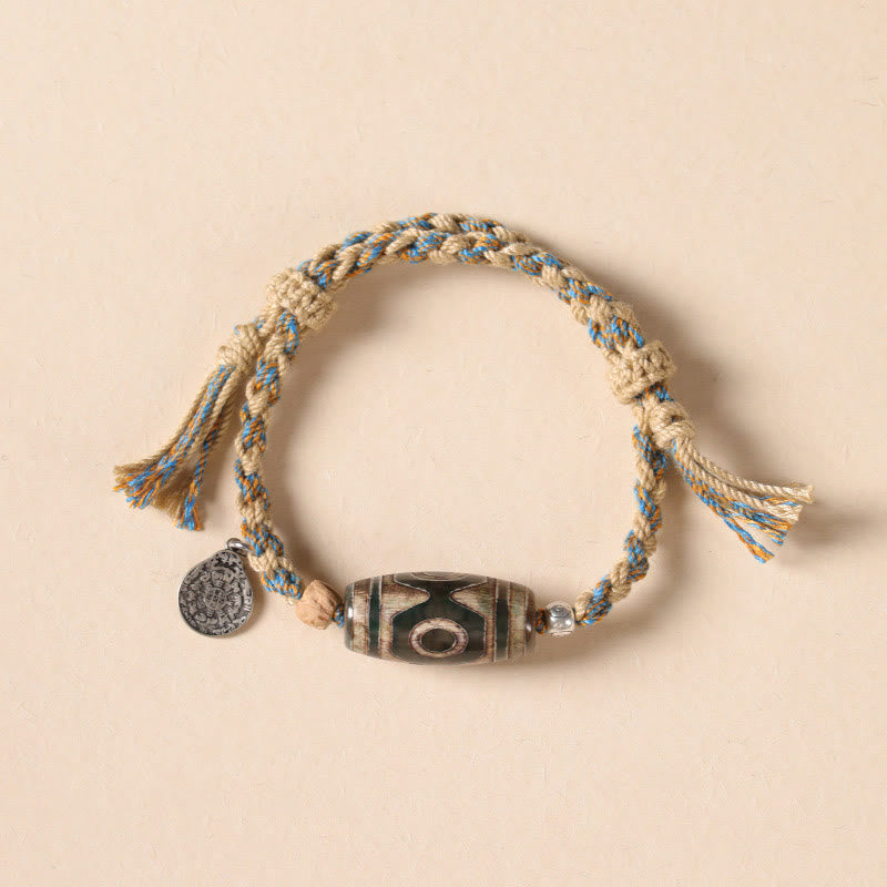 Pulsera trenzada de cuentas Dzi tibetanas hechas a mano con Buddha Stones para proteger la riqueza - image 12