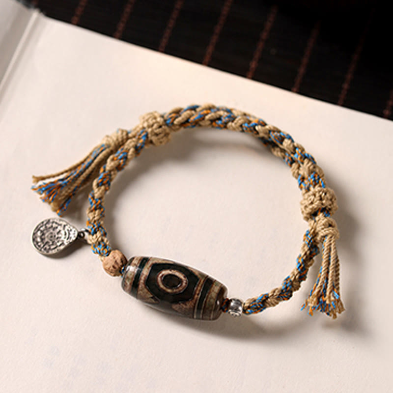 Pulsera trenzada de cuentas Dzi tibetanas hechas a mano con Buddha Stones para proteger la riqueza - image 2