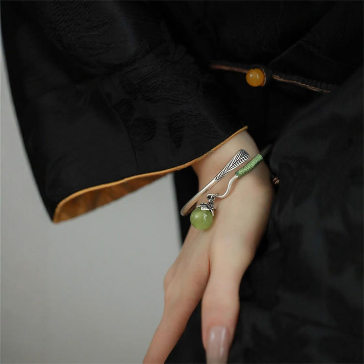 Pulsera brazalete con cuentas verdes de aleación de cobre y Buddha Stones para la suerte - image 14