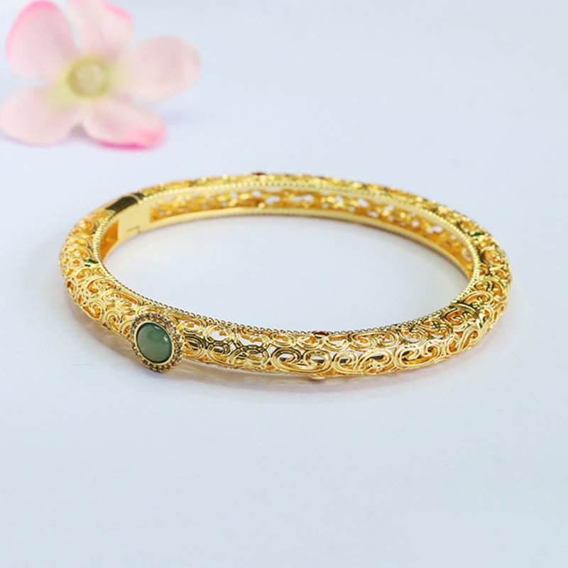Pulsera de la suerte de cobre y jade con diseño de nubes y Buddha Stones, 60 mm (2,36 pulgadas) - image 13