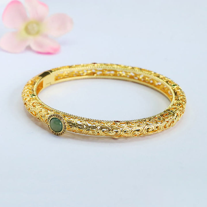 Pulsera de la suerte de cobre y jade con diseño de nubes y Buddha Stones, 60 mm (2,36 pulgadas) - image 13