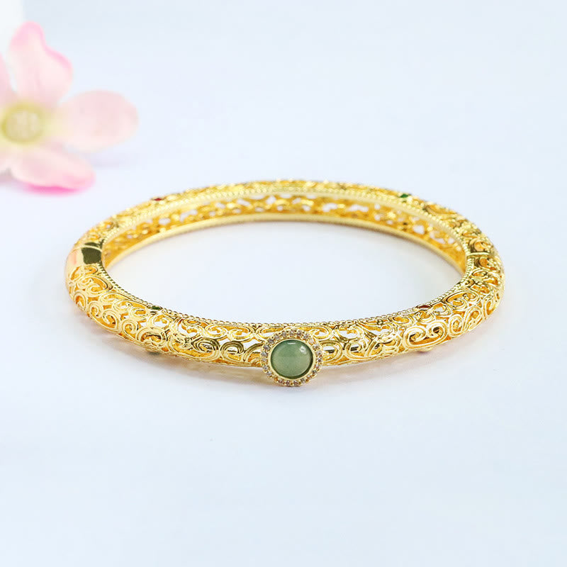 Pulsera de la suerte de cobre y jade con diseño de nubes y Buddha Stones, 60 mm (2,36 pulgadas) - image 8