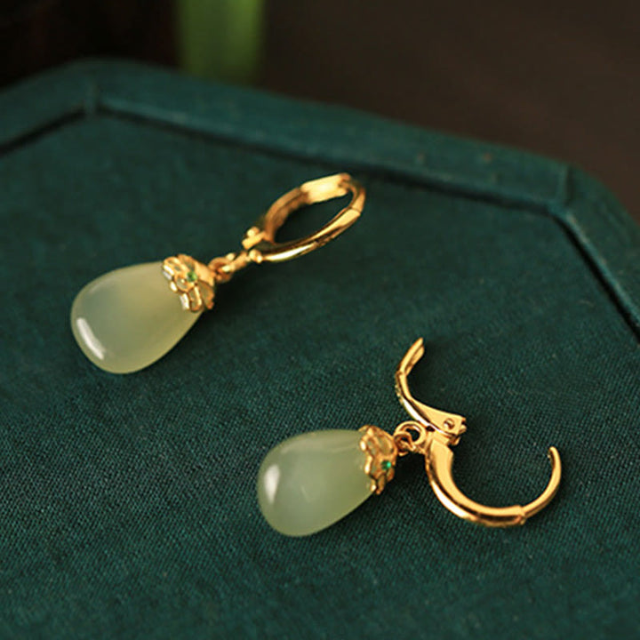 Pendientes de cobre con forma de gota de agua y calcedonia verde de Buddha Stones - image 9