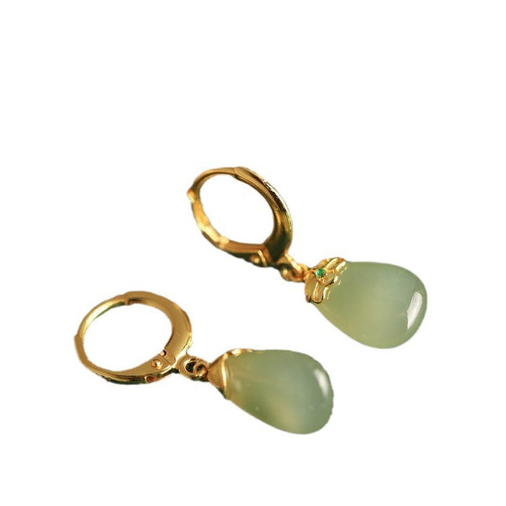 Pendientes de cobre con forma de gota de agua y calcedonia verde de Buddha Stones - image 16