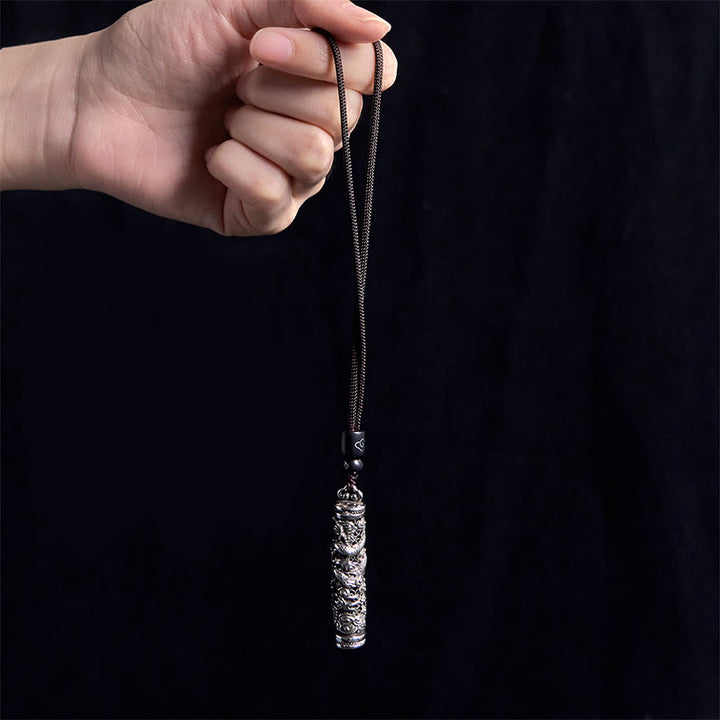 Buddha Stones Collar con colgante de equilibrio con diseño de dragón y personaje de cobre Fu - image 2