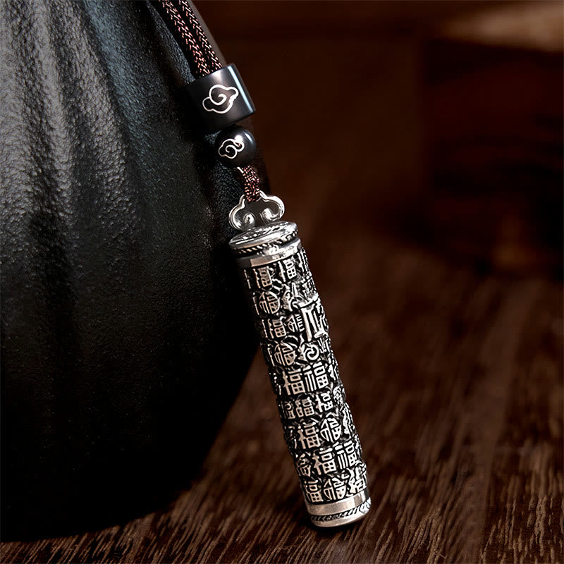 Buddha Stones Collar con colgante de equilibrio con diseño de dragón y personaje de cobre Fu - image 6