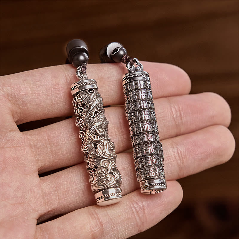 Buddha Stones Collar con colgante de equilibrio con diseño de dragón y personaje de cobre Fu - image 11