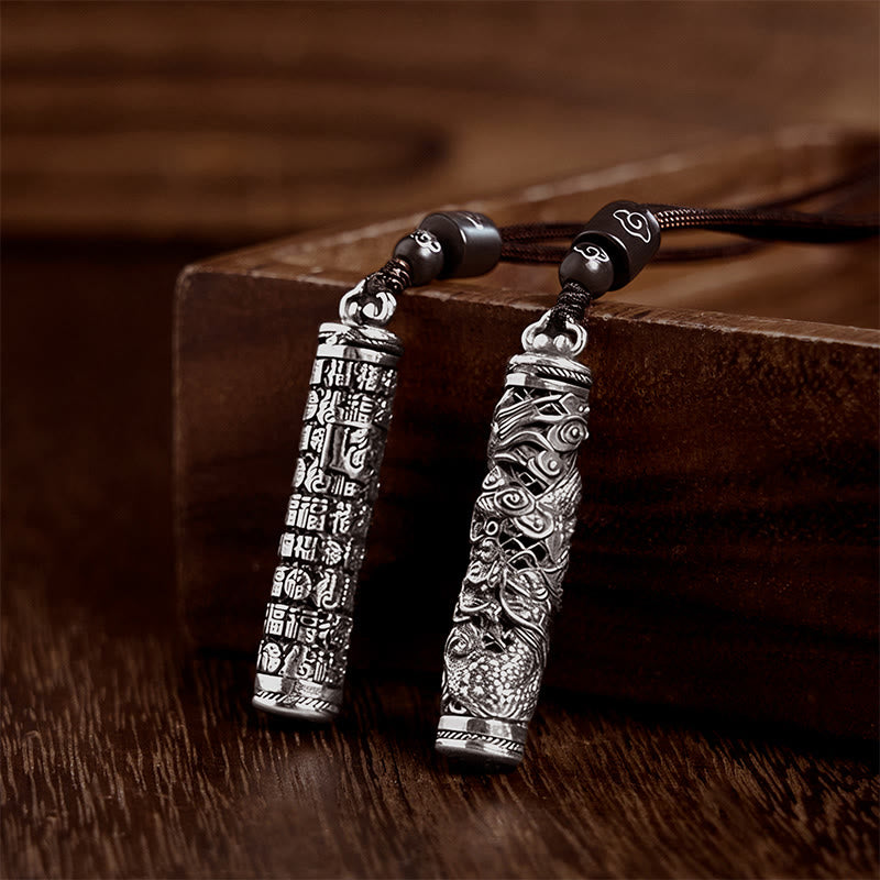 Buddha Stones Collar con colgante de equilibrio con diseño de dragón y personaje de cobre Fu - image 10