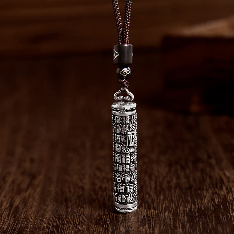 Buddha Stones Collar con colgante de equilibrio con diseño de dragón y personaje de cobre Fu - Personaje Fu - image 5