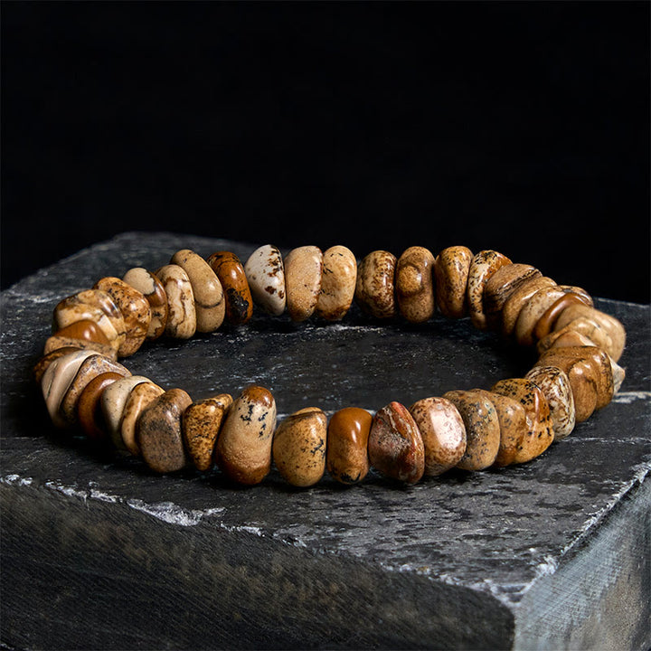 Pulsera de equilibrio con bloques irregulares de jaspe con imágenes de Buddha Stones