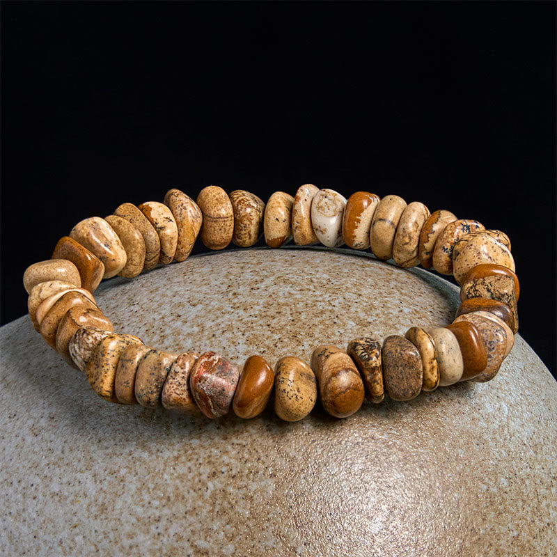 Pulsera de equilibrio con bloques irregulares de jaspe con imágenes de Buddha Stones