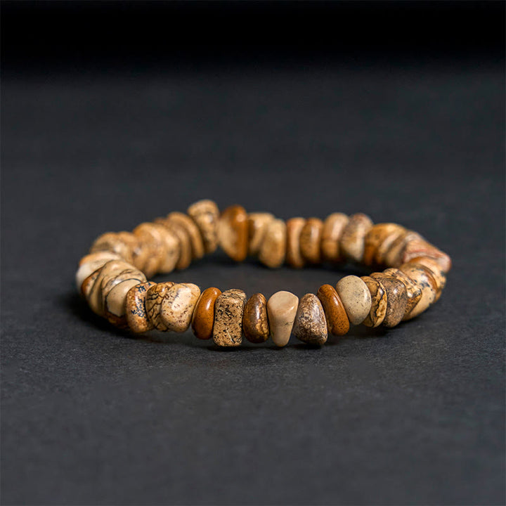Pulsera de equilibrio con bloques irregulares de jaspe con imágenes de Buddha Stones