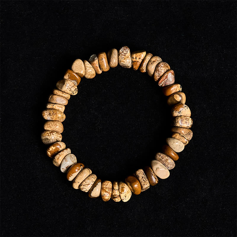 Pulsera de equilibrio con bloques irregulares de jaspe con imágenes de Buddha Stones