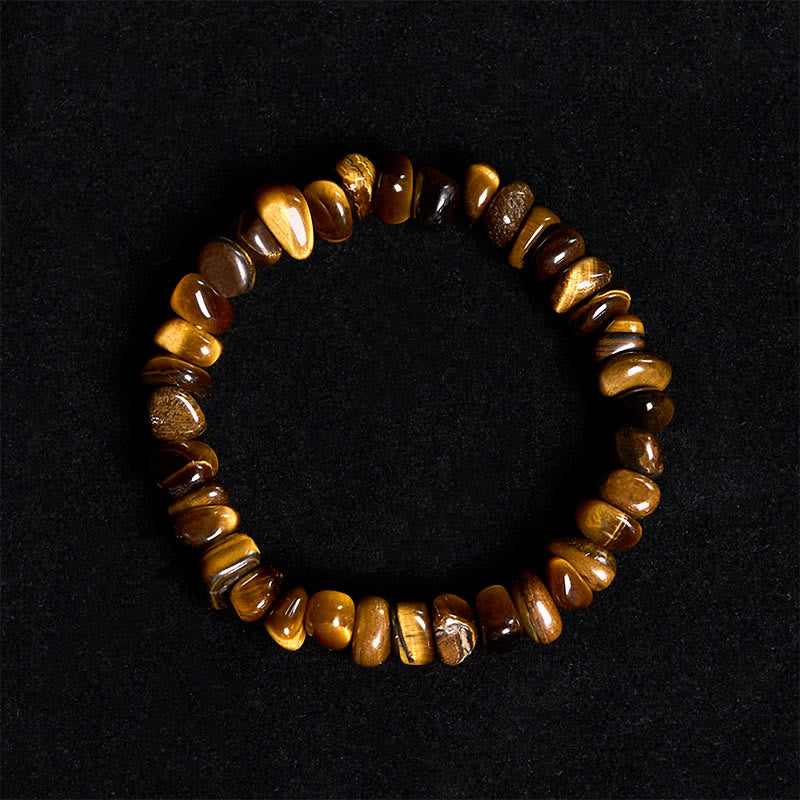 Pulsera de coraje con bloques irregulares de ojo de tigre y Buddha Stones