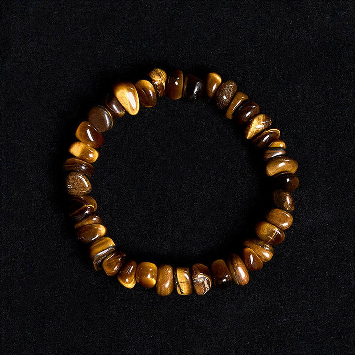 Pulsera de coraje con bloques irregulares de ojo de tigre y Buddha Stones