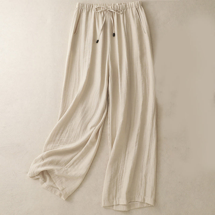 Pantalones anchos con bolsillos y diseño de verano con cordón ajustable de Buddha Stones para mujer - Beige - US8-10，UK/AU12-14，EU40-42 (2XL) - image 7