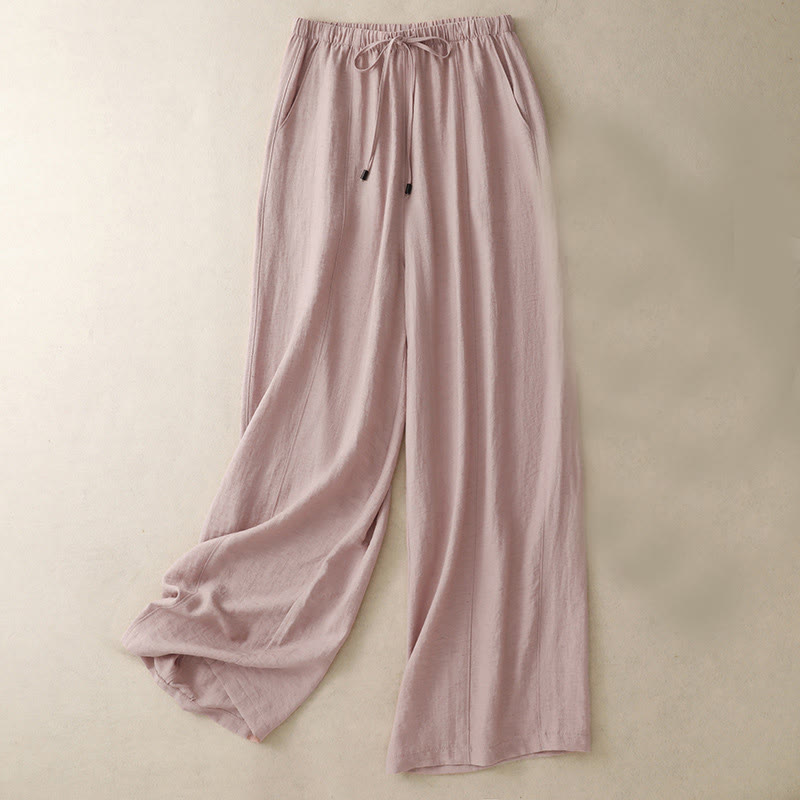 Pantalones anchos con bolsillos y diseño de verano con cordón ajustable de Buddha Stones para mujer - Rosa - US8-10，UK/AU12-14，EU40-42 (2XL) - image 1