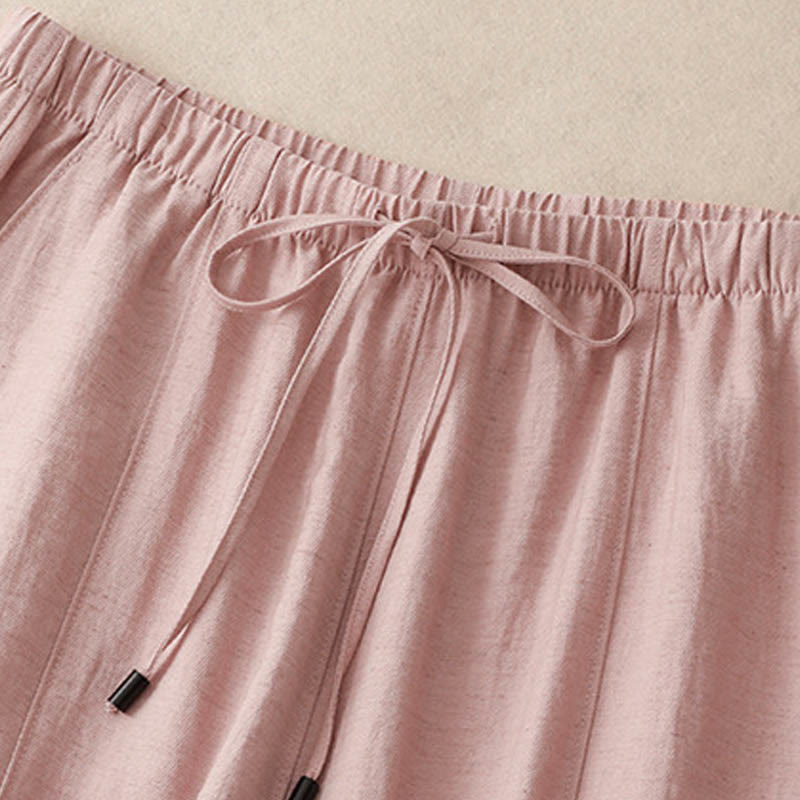 Pantalones anchos con bolsillos y diseño de verano con cordón ajustable de Buddha Stones para mujer - image 2