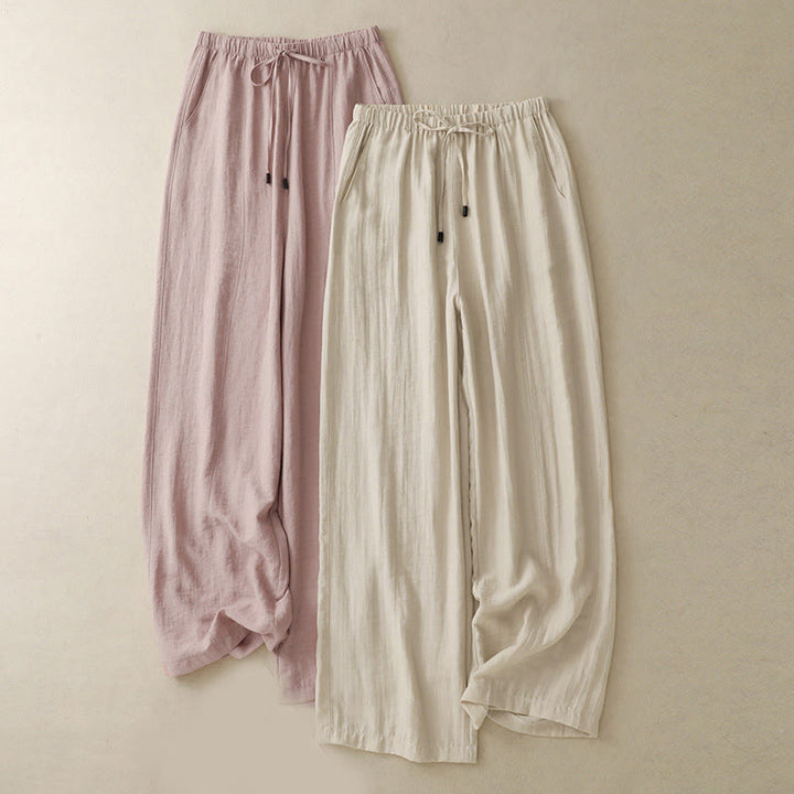 Pantalones anchos con bolsillos y diseño de verano con cordón ajustable de Buddha Stones para mujer - image 16