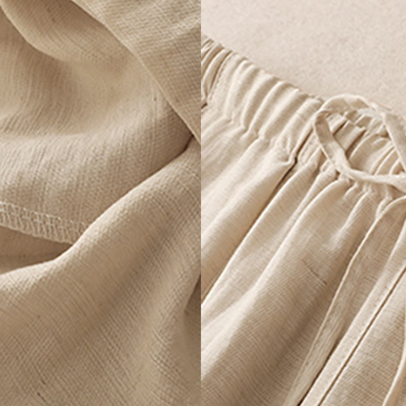 Pantalones anchos con bolsillos y diseño de verano con cordón ajustable de Buddha Stones para mujer - image 13