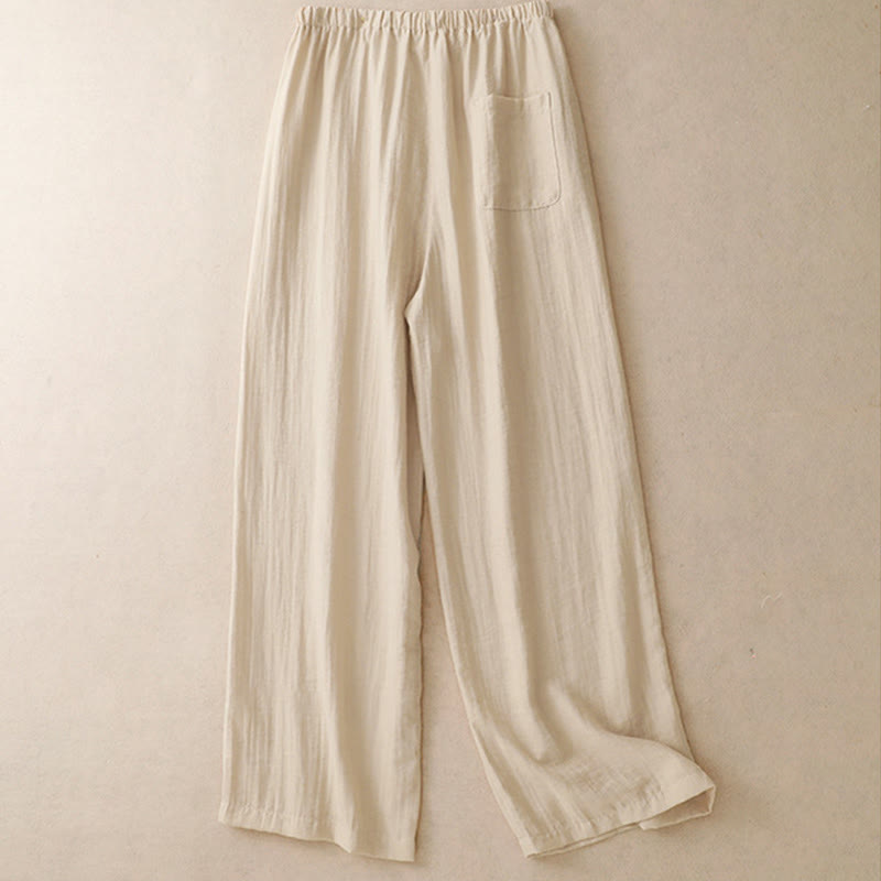 Pantalones anchos con bolsillos y diseño de verano con cordón ajustable de Buddha Stones para mujer - image 8
