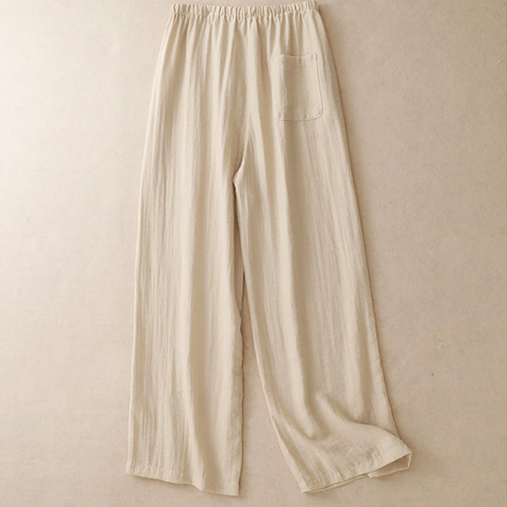Pantalones anchos con bolsillos y diseño de verano con cordón ajustable de Buddha Stones para mujer - image 8