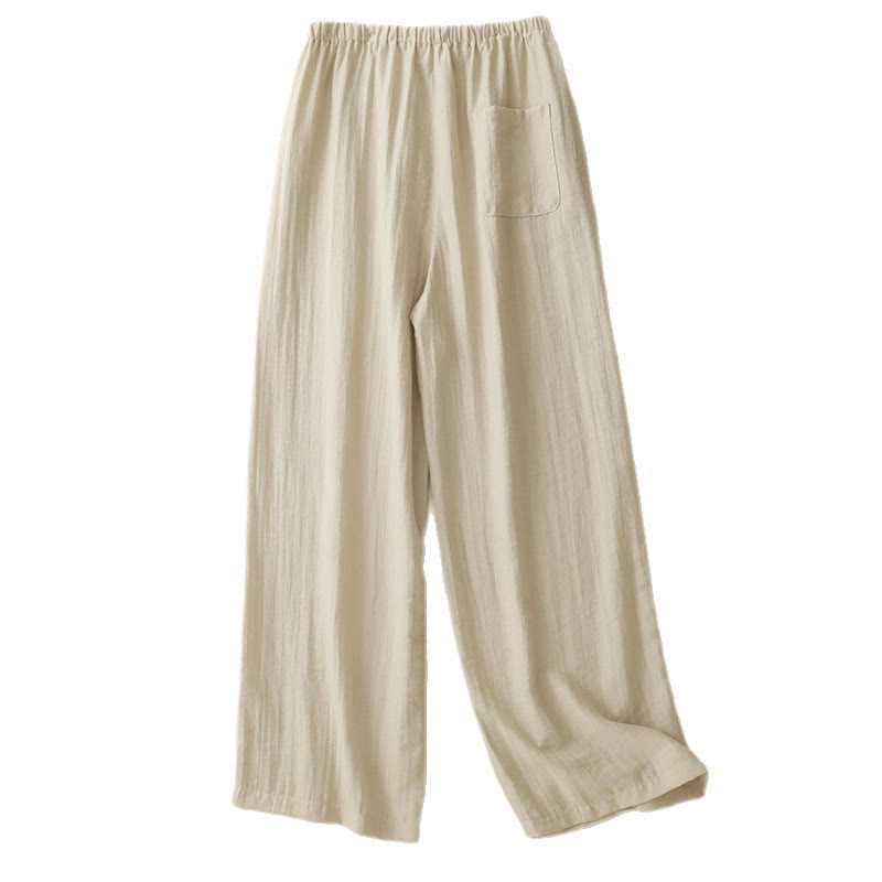 Pantalones anchos con bolsillos y diseño de verano con cordón ajustable de Buddha Stones para mujer - image 15