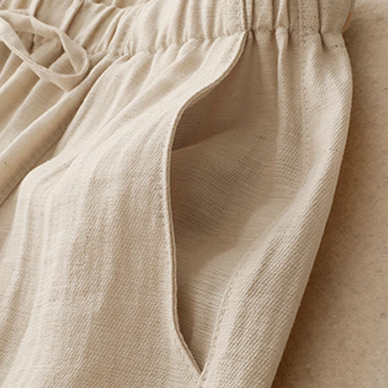 Pantalones anchos con bolsillos y diseño de verano con cordón ajustable de Buddha Stones para mujer - image 10
