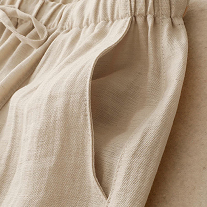 Pantalones anchos con bolsillos y diseño de verano con cordón ajustable de Buddha Stones para mujer - image 10