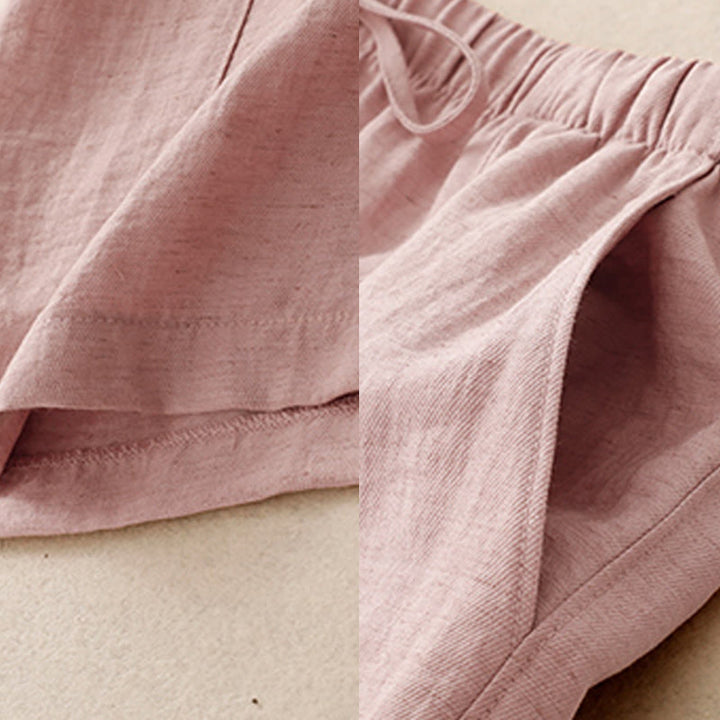 Pantalones anchos con bolsillos y diseño de verano con cordón ajustable de Buddha Stones para mujer - image 4
