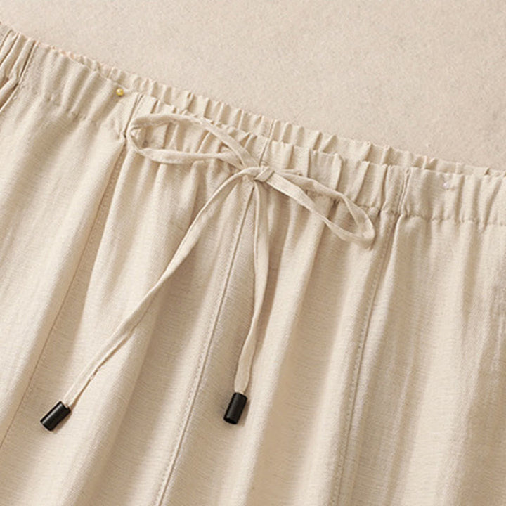 Pantalones anchos con bolsillos y diseño de verano con cordón ajustable de Buddha Stones para mujer - image 9