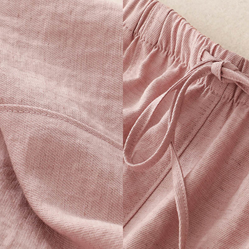 Pantalones anchos con bolsillos y diseño de verano con cordón ajustable de Buddha Stones para mujer - image 5