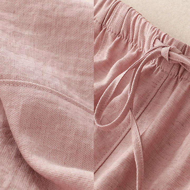 Pantalones anchos con bolsillos y diseño de verano con cordón ajustable de Buddha Stones para mujer - image 5