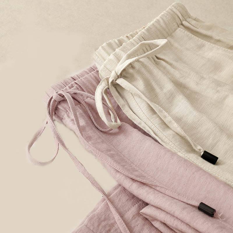 Pantalones anchos con bolsillos y diseño de verano con cordón ajustable de Buddha Stones para mujer - image 18