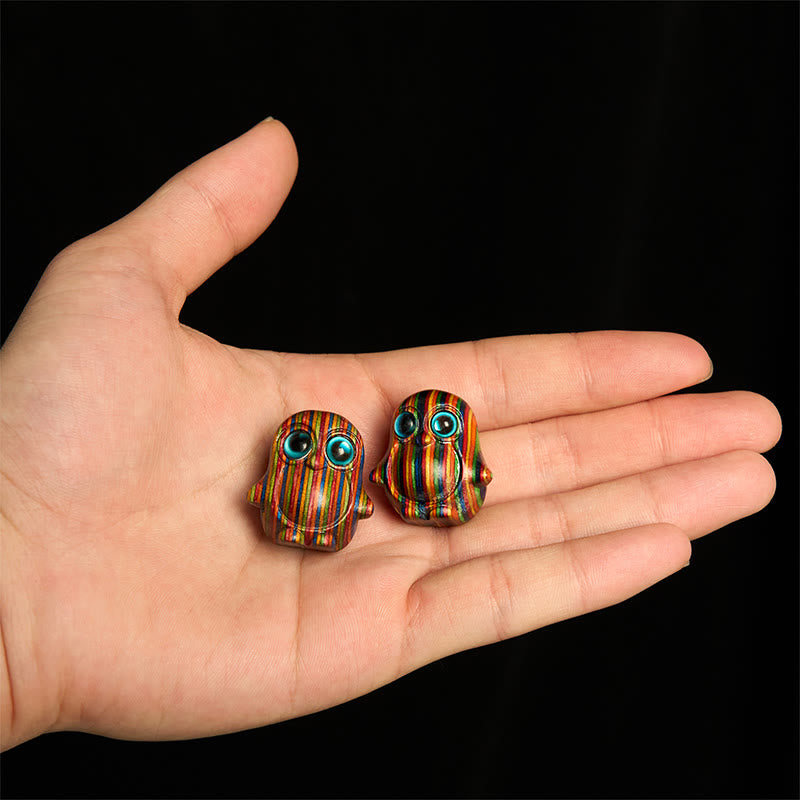 2 mini Buddha Stones talladas con forma de pingüino de eucalipto arcoíris, decoración creativa - image 2