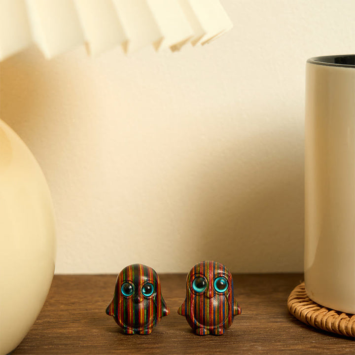 2 mini Buddha Stones talladas con forma de pingüino de eucalipto arcoíris, decoración creativa - image 5
