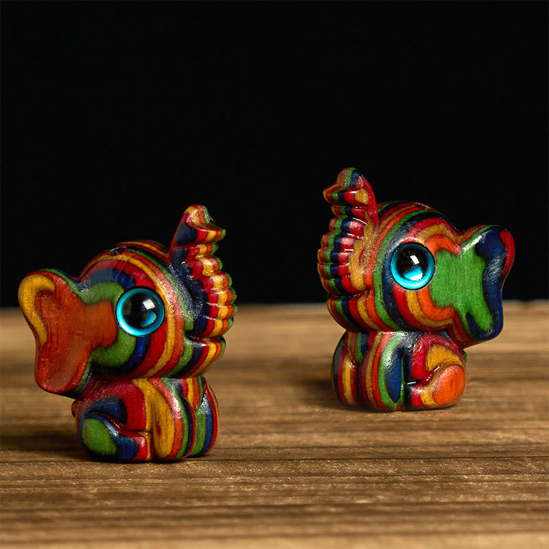 2 mini elefantes de eucalipto arcoíris tallados con Buddha Stones, decoración de fuerza - image 1