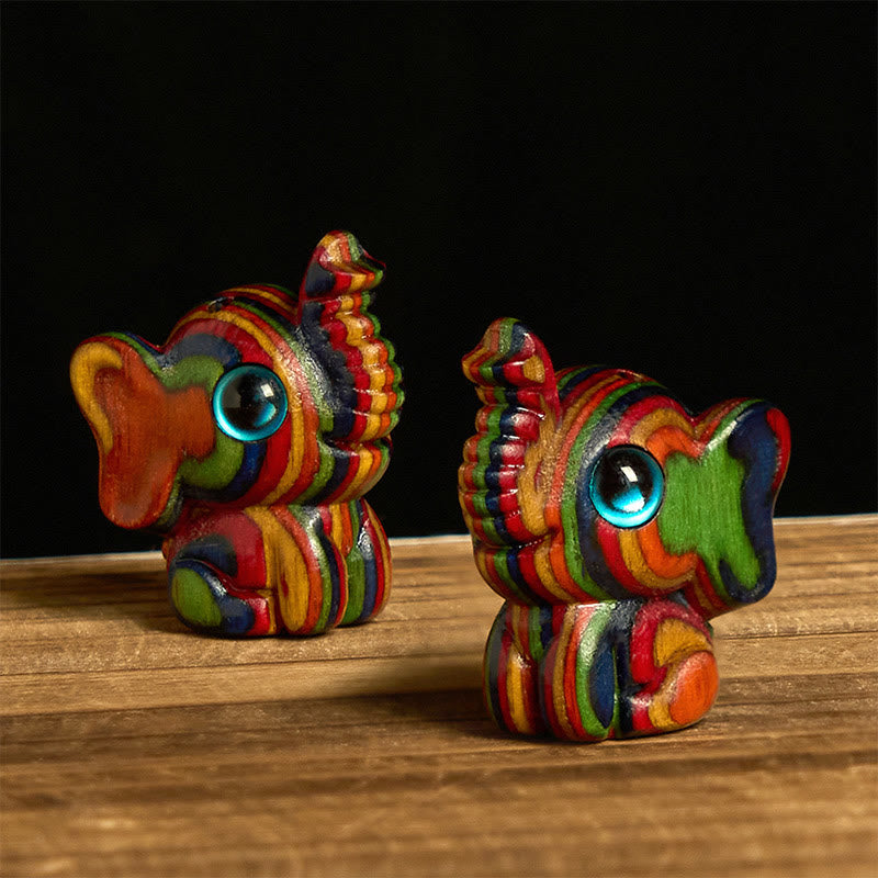 2 mini elefantes de eucalipto arcoíris tallados con Buddha Stones, decoración de fuerza - Elefante 1,9*2,6*3,2 cm - image 0