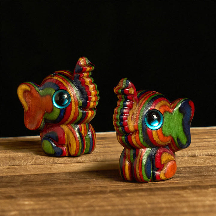 2 mini elefantes de eucalipto arcoíris tallados con Buddha Stones, decoración de fuerza - Elefante 1,9*2,6*3,2 cm - image 0