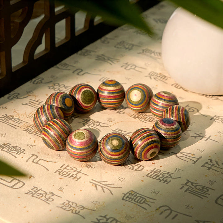 Pulsera de equilibrio de eucalipto arcoíris colorido con Buddha Stones - image 7