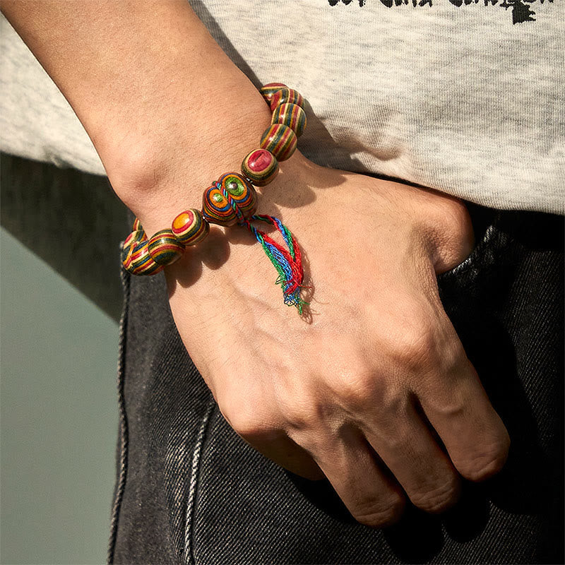 Pulsera positiva de calabaza de eucalipto arcoíris colorida con Buddha Stones - image 4