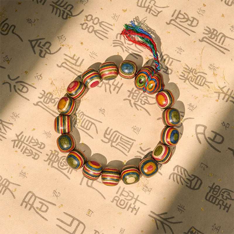 Pulsera positiva de calabaza de eucalipto arcoíris colorida con Buddha Stones - 11 x 12 mm (circunferencia de la muñeca: 14-16,5 cm) - image 1