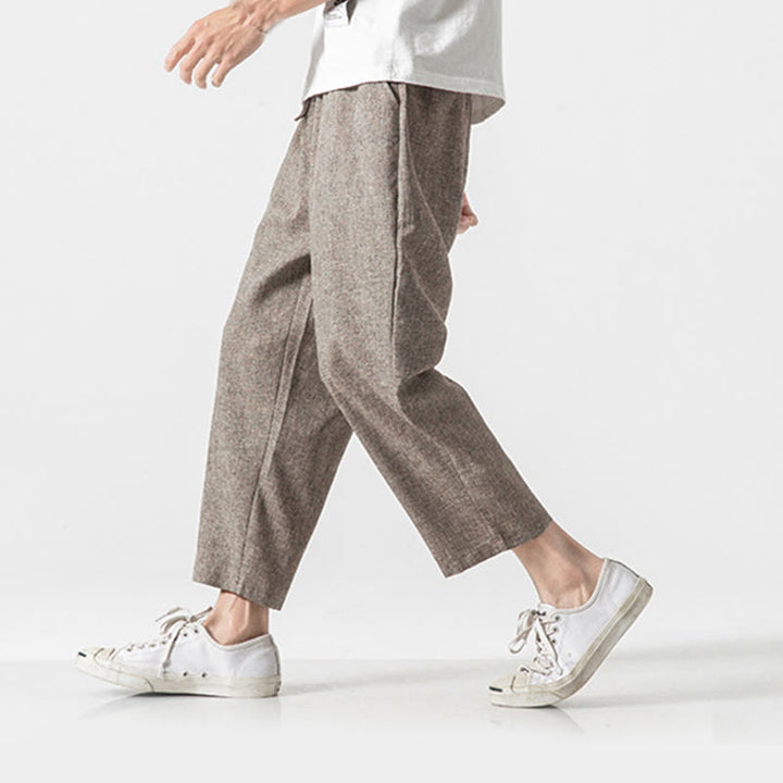 Pantalones de lino y algodón con bolsillos de Buddha Stones Summer Plain para hombre, talla 7-8 - Broncearse - US/UK/AU46, EU56 (5XL) - image 1
