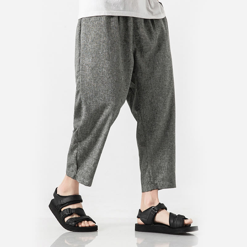 Pantalones de lino y algodón con bolsillos de Buddha Stones Summer Plain para hombre, talla 7-8 - image 19
